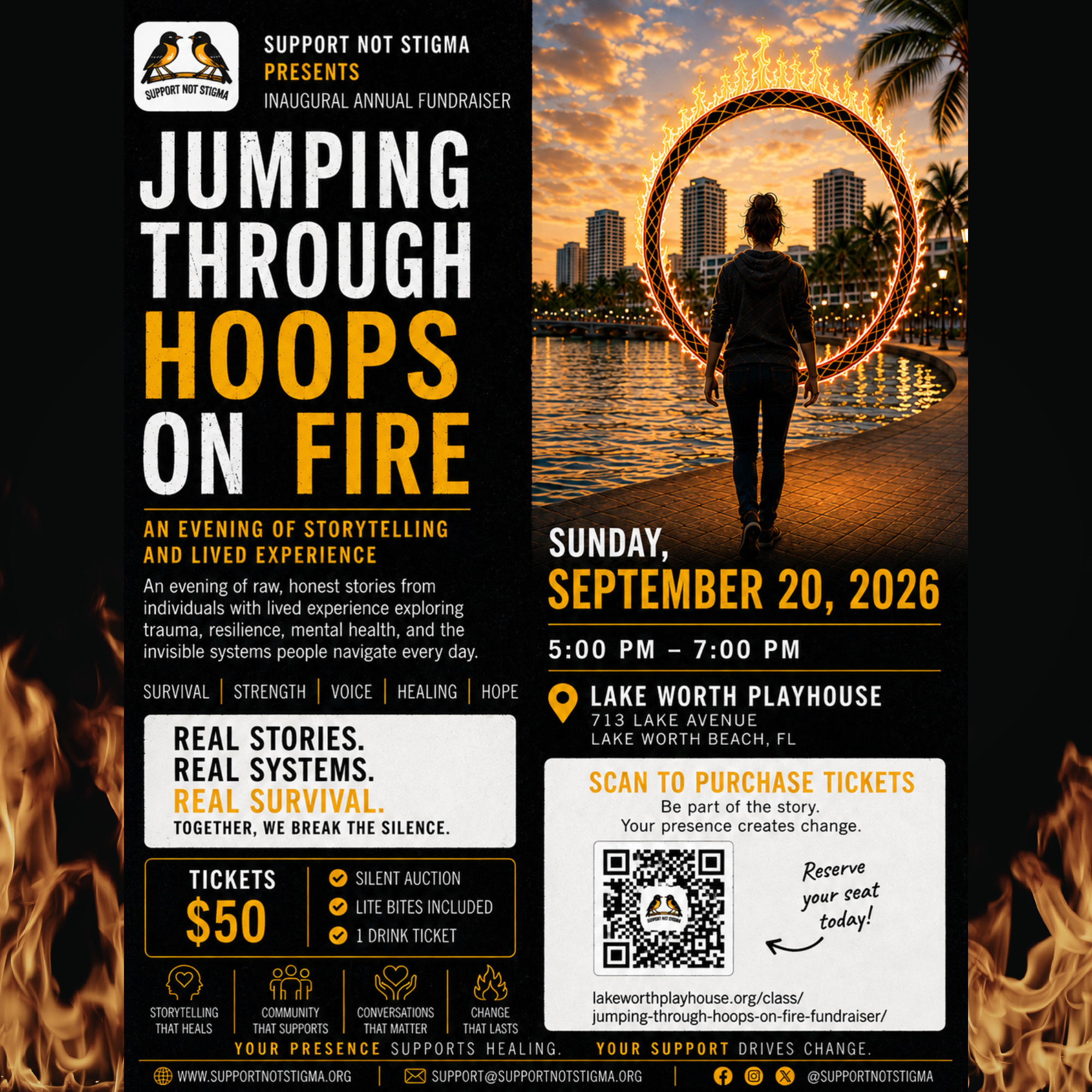 Jumping Through Hoops on Fire Fundraiser