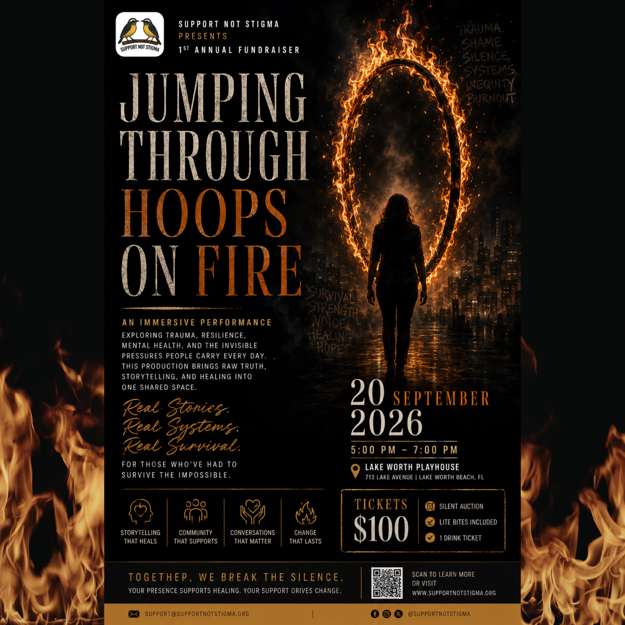 Jumping Through Hoops on Fire Fundraiser