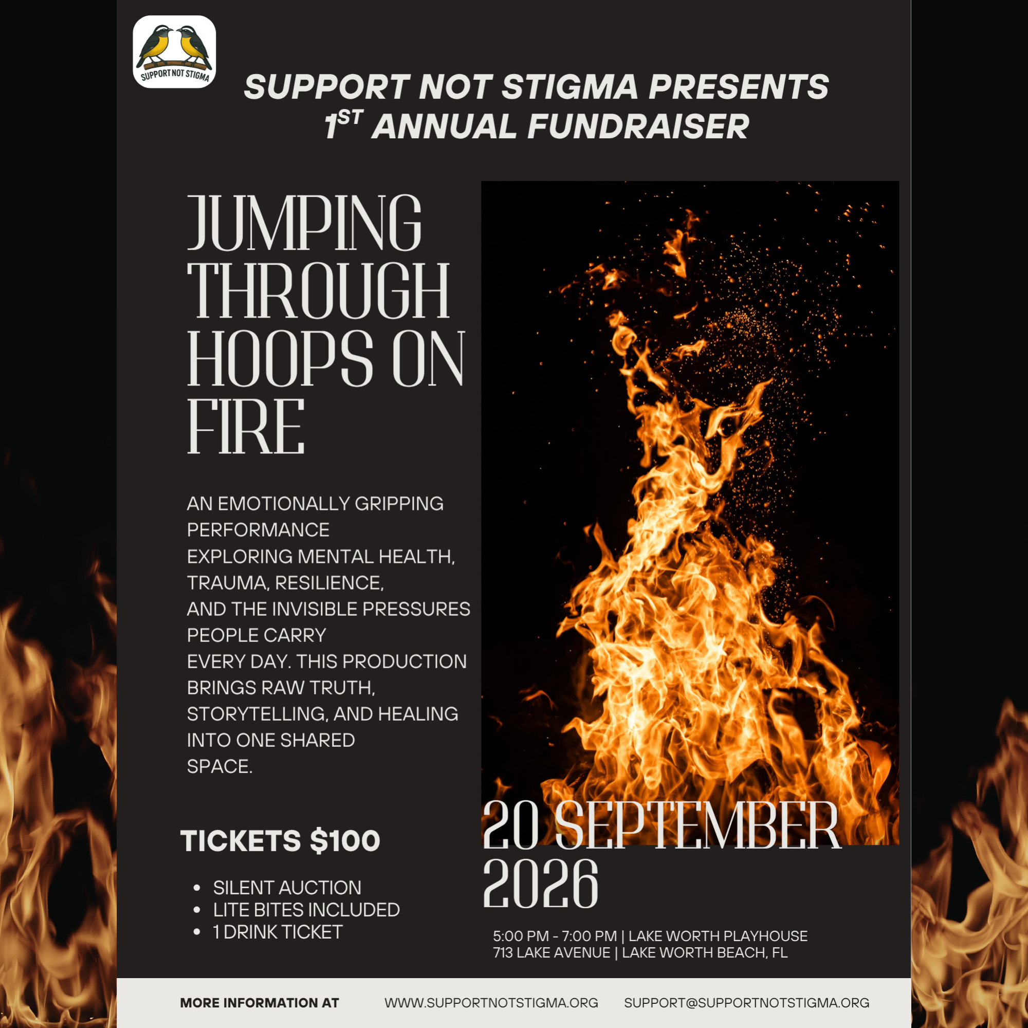 Jumping Through Hoops on Fire Fundraiser